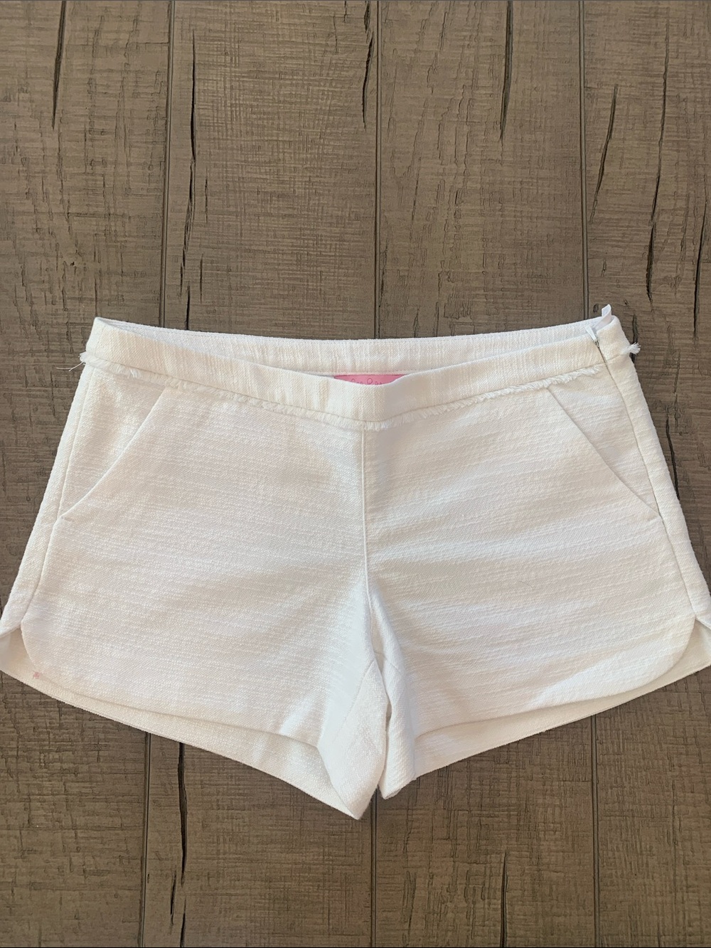 Lilly Pulitzer White Textured Shorts with Side Pockets